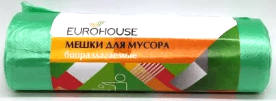 EUROHOUSE Мешки для мусора БИОразлагаемые 60л/20шт, ПНД 8мкм. 50 /9079/