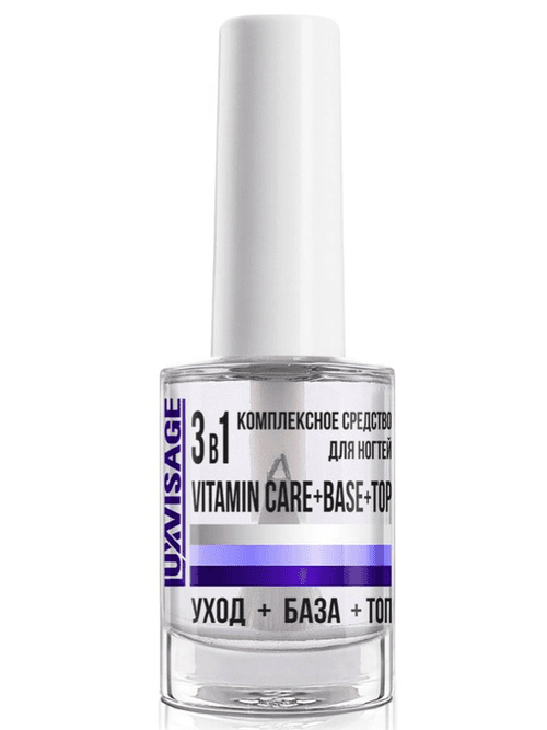 LUXVISAGE для ногтей Комплексное средство 3в1 Vitamin CARE+BASE+TOP. (6)