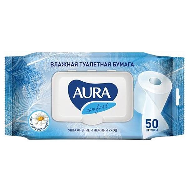 АУРА/ Влажная туалетная бумага ULTRACOMFORT (50шт ) с крышкой /8027_07576/.12