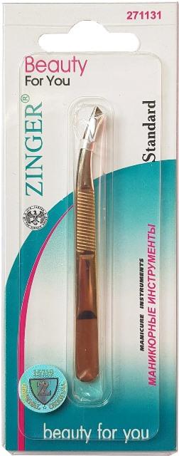 ZINGER Пинцет T-053-PS (zs-86053-HG), Beauty For You скошенный, изогнутый