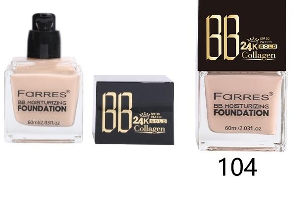 FARRES /4056-104/ Тональный крем-консилер "BB 24k Gold Collagen" фл.XXL 60мл Лёгкий загар (*12)