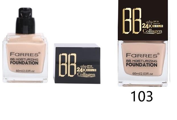 FARRES /4056-103/ Тональный крем-консилер "BB 24k Gold Collagen" фл.XXL 60мл Натуральный (*12)