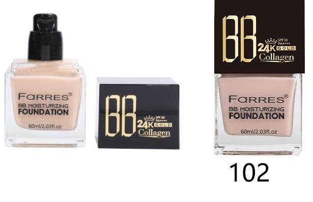 FARRES /4056-102/ Тональный крем-консилер "BB 24k Gold Collagen" фл.XXL 60мл Светло-розовый (*12)