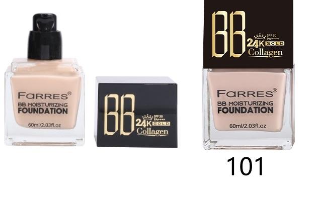FARRES /4056-101/ Тональный крем-консилер "BB 24k Gold Collagen" фл.XXL 60мл Слоновая кость (*12)