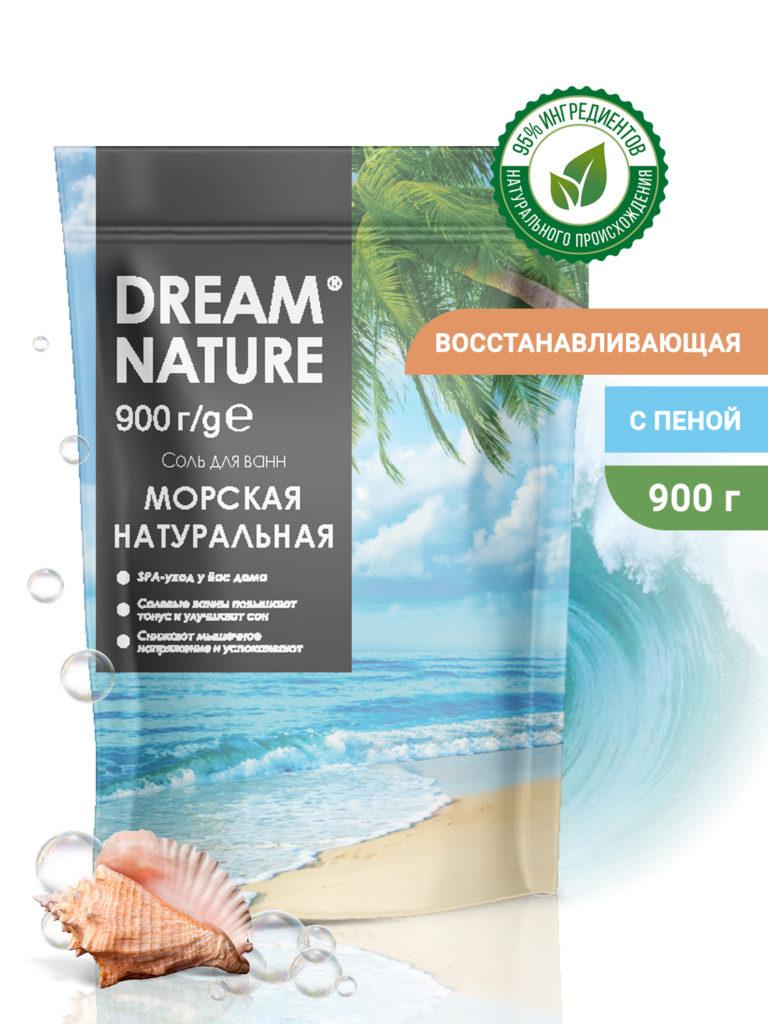 Dream Nature Соль для ванн с пеной "Морская натуральная" дой-пак 900 г.(14)