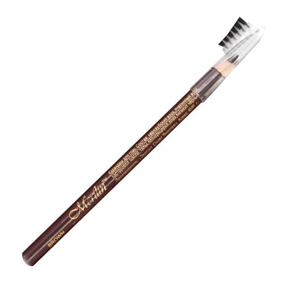 Merilin CP005 brown Карандаш для бровей деревянный с щеточкой Коричневый. (6)