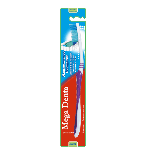 Mega Denta Зубная щетка Максимальное очищение ср.жест. (2520)