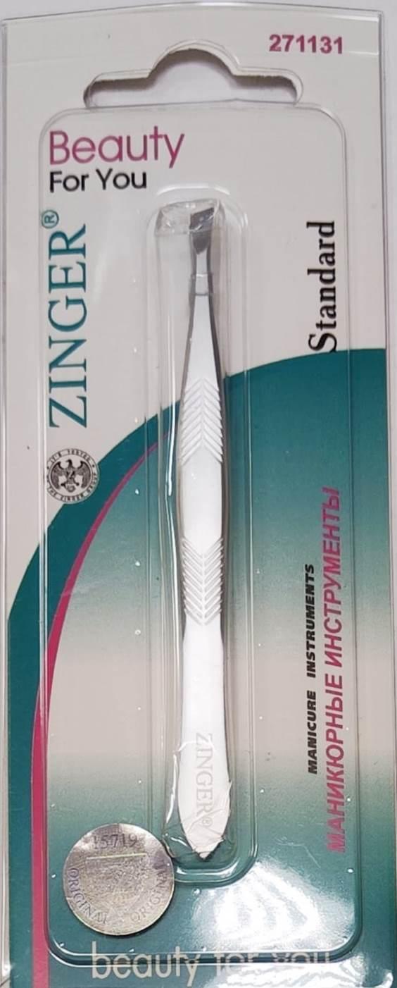 ZINGER Пинцет T-012M-BFY cкошенный, матовый (oaa-08)