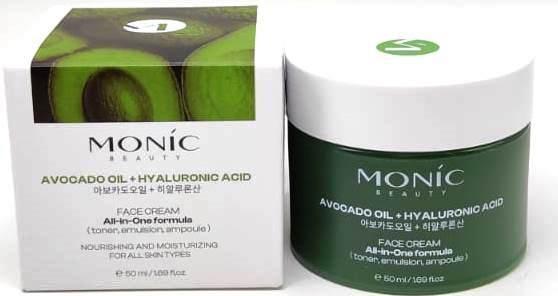 MONIC BEAUTY All in One Крем для лица с маслом Авокадо и гиалурон.кислотой 50мл (*80)