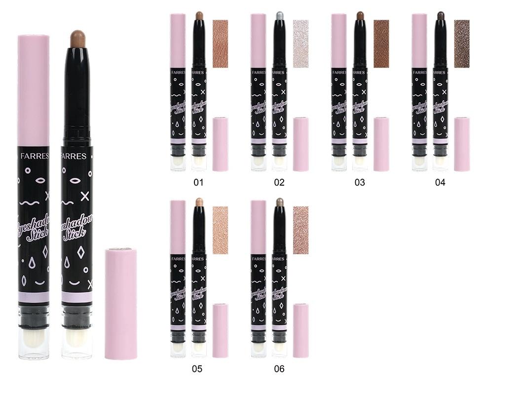 FARRES / Тени -1851-01 Тени-стик для век Стойкие с аппликатором, матовые (карамельный) 1,6г (*24)