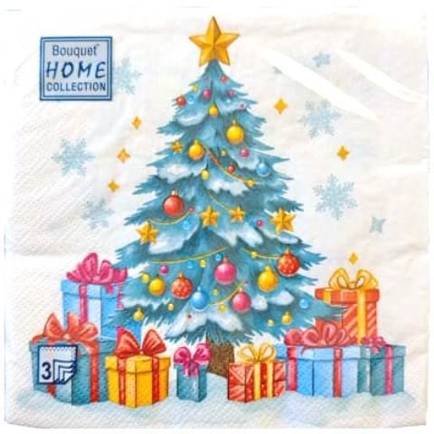 Ф695 Салфетки "НГ" Bouquet Home 33*33, 3-х сл, 20л "Чудесная елочка".12