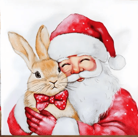 Ф650 Салфетки "НГ" Bouquet Home 33*33, 3сл, 20л "Дед мороз с кроликом"/12