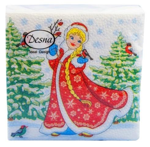 Ф846 Салфетки "НГ" Desna Design 24*24, 1сл, 40л "Снегурочка". 32