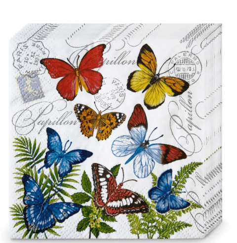 Ф726 Салфетки Bouquet de Luxe 24*24 3-х сл, 25л "Бабочки" /15