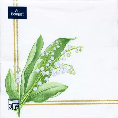 Ф336 Салфетки Art Bouquet 33*33, 3-х сл, 20шт. "Ландыши" /12