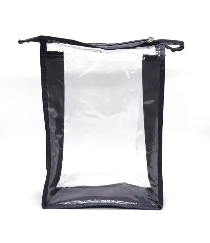 К198 Косметичка ПВХ (21*15*5) Классика с бок. на 2 пр.серая