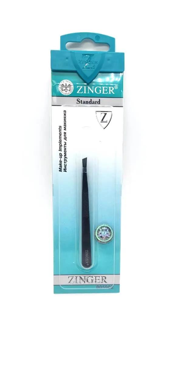 ZINGER Пинцет 86112-B (SS-G18 B) для бровей, чёрный