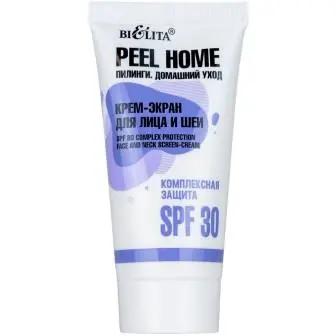 Белита Peel Home.Пилинг Крем-экран д/лица и шеи Комплексная защита SPF 30, (30мл)