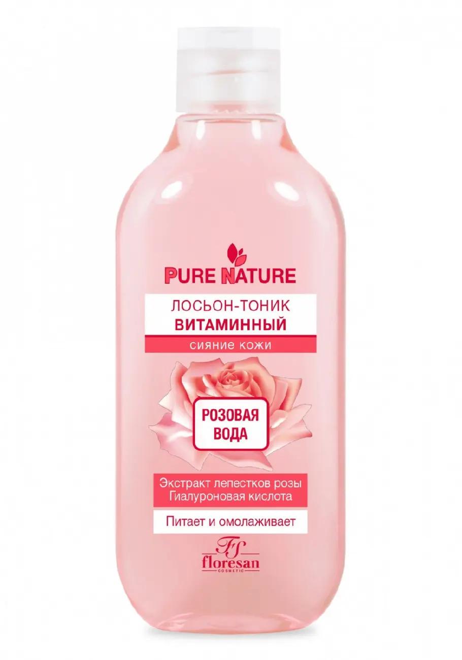 Ф-634/ Pure Nature Лосьон-тоник витаминный д/лица "Розовая вода" (300мл).8